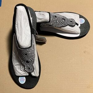 Skechers Pearl Perfection Black and Silver Beaded Sandals